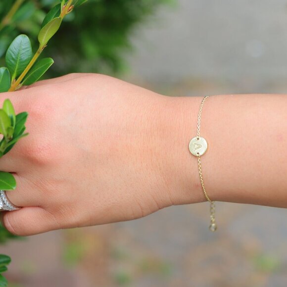 😍ENGRAVED PERSONALIZED❤️CHARM - A to Z GOLD INITIAL BRACELET GIRL, ELDM22240 - Picture 8 of 15